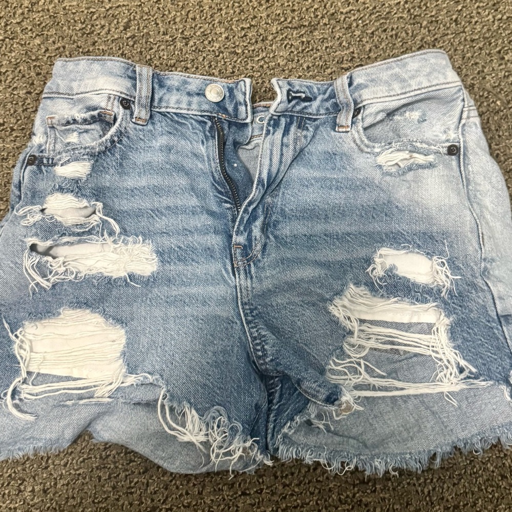 American Eagle Blue Distressed Jean Shorts